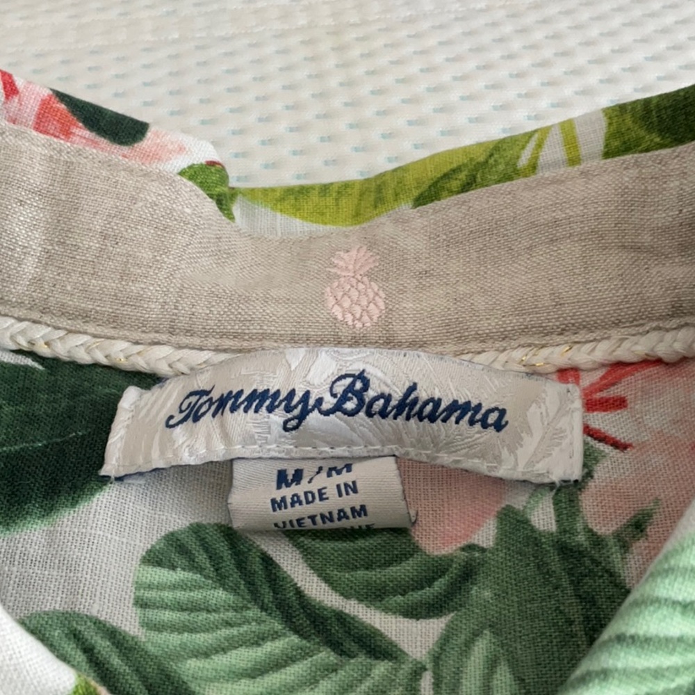 Tommy Bahama Tropical Leaf Shirt - Green and Pink